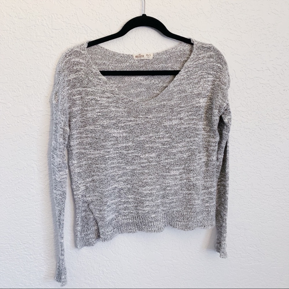 ❗3/$20 Hollister Marled Grey v neck Knit Sweater